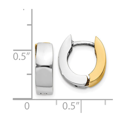 14K Two-Tone Polished Hinged Hoop Earrings
