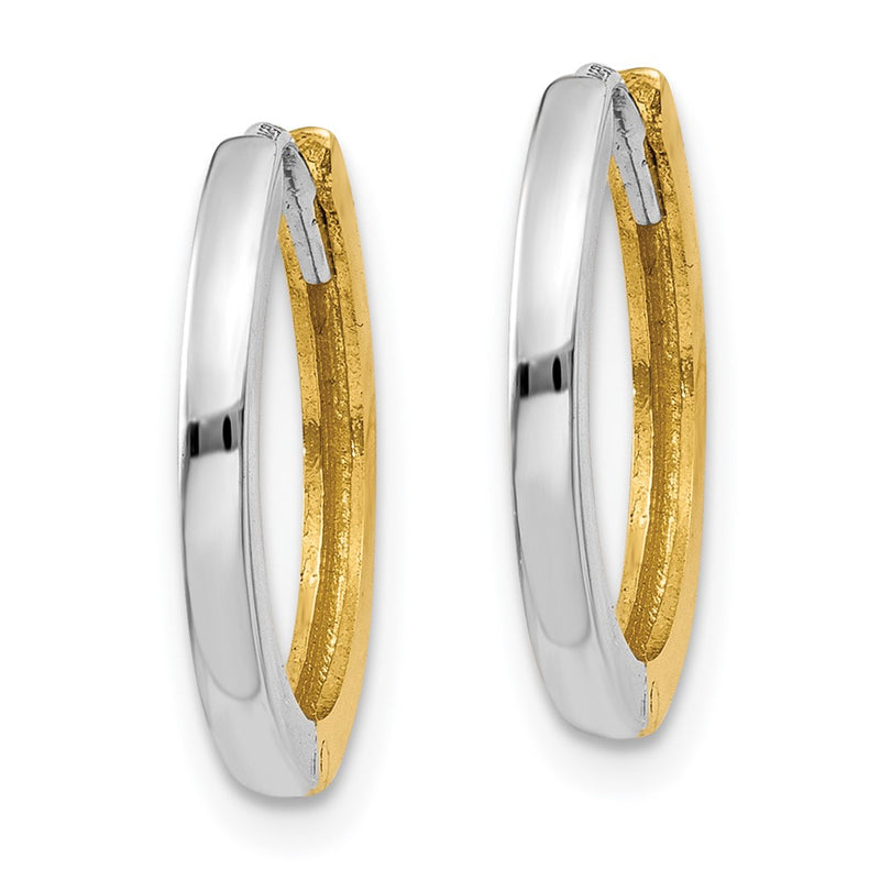 14K Two-Tone Round Hinged Hoop Earrings