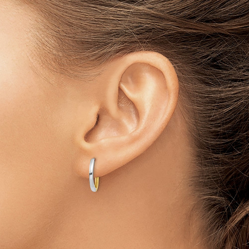 14K Two-Tone Round Hinged Hoop Earrings