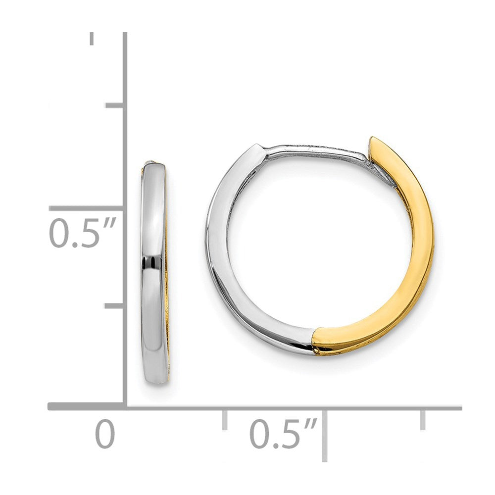 14K Two-Tone Round Hinged Hoop Earrings