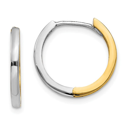 14K Two-Tone Round Hinged Hoop Earrings