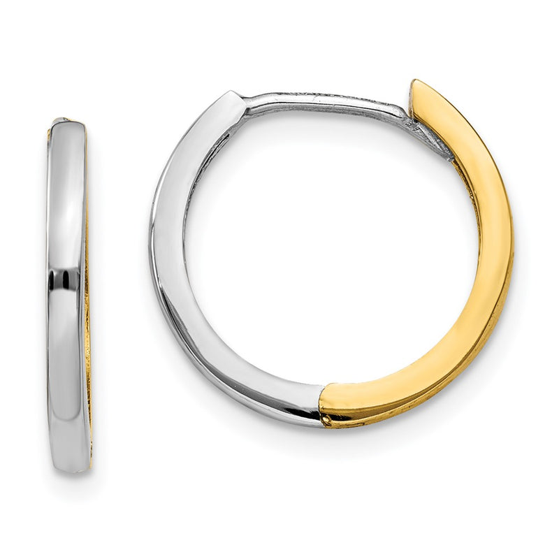 14K Two-Tone Round Hinged Hoop Earrings