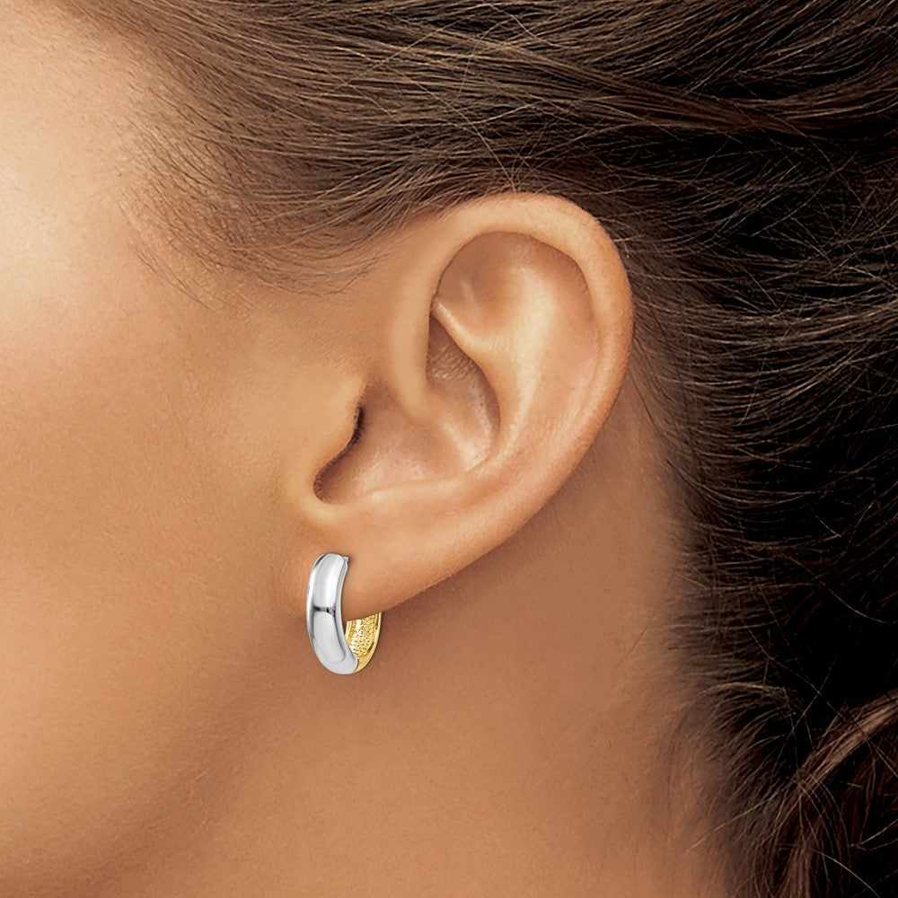 14K Two-Tone Huggie Earrings