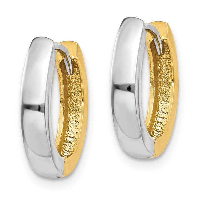 14K Two-Tone Round Hinged Hoop Earrings