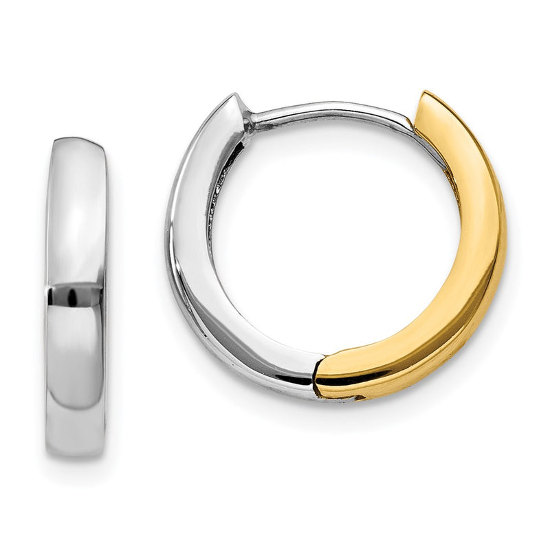 14K Two-Tone Round Hinged Hoop Earrings
