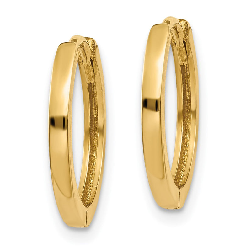 14K Yellow Gold Round Hinged Hoop Earrings