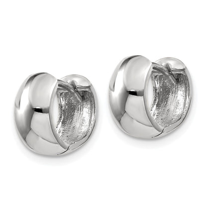 14K White Gold Round Hinged Hoop Earrings