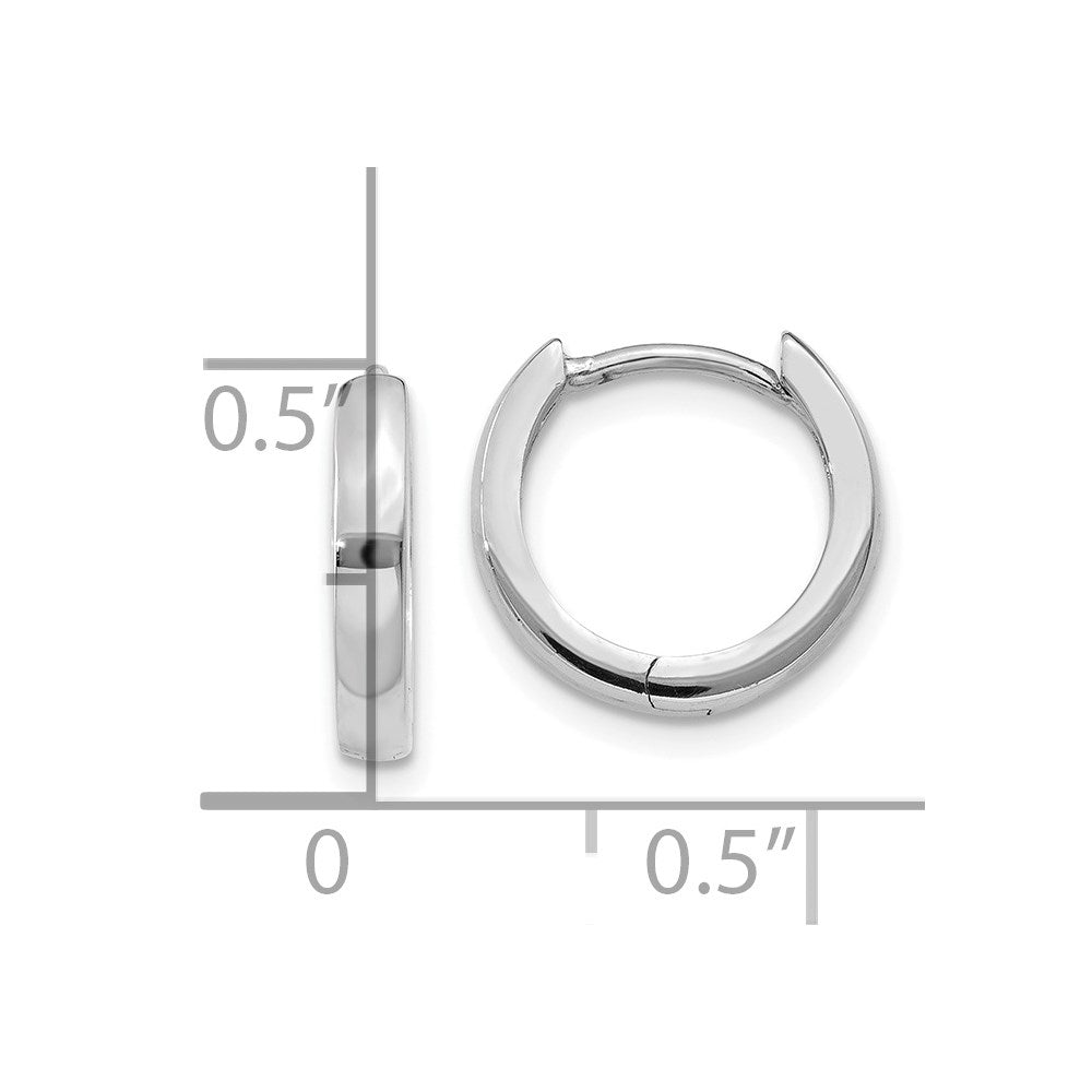 14K White Gold Round Hinged Hoop Earrings