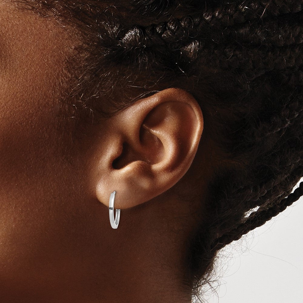 14K White Gold Round Hinged Earrings