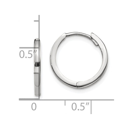 14K White Gold Round Hinged Earrings