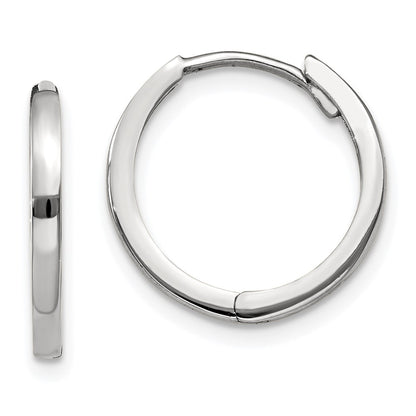 14K White Gold Round Hinged Earrings