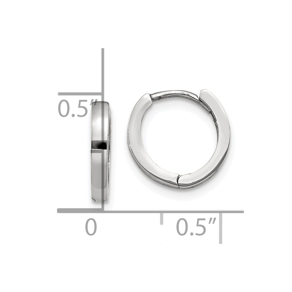 14K White Gold Round Hinged Hoop Earrings