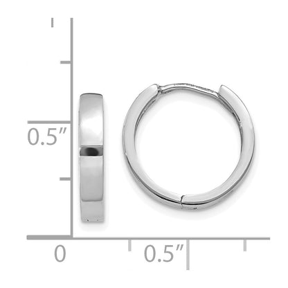 14K White Gold Round Hinged Hoop Earrings