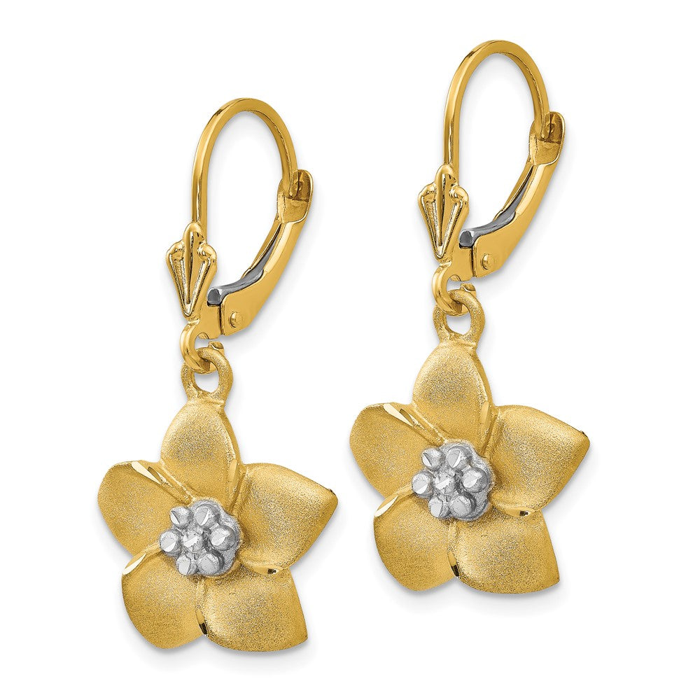 14K Yellow & Rhodium And Plumeria Earrings