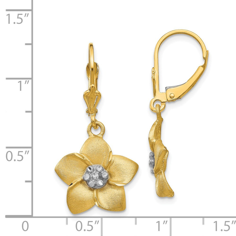 14K Yellow & Rhodium And Plumeria Earrings