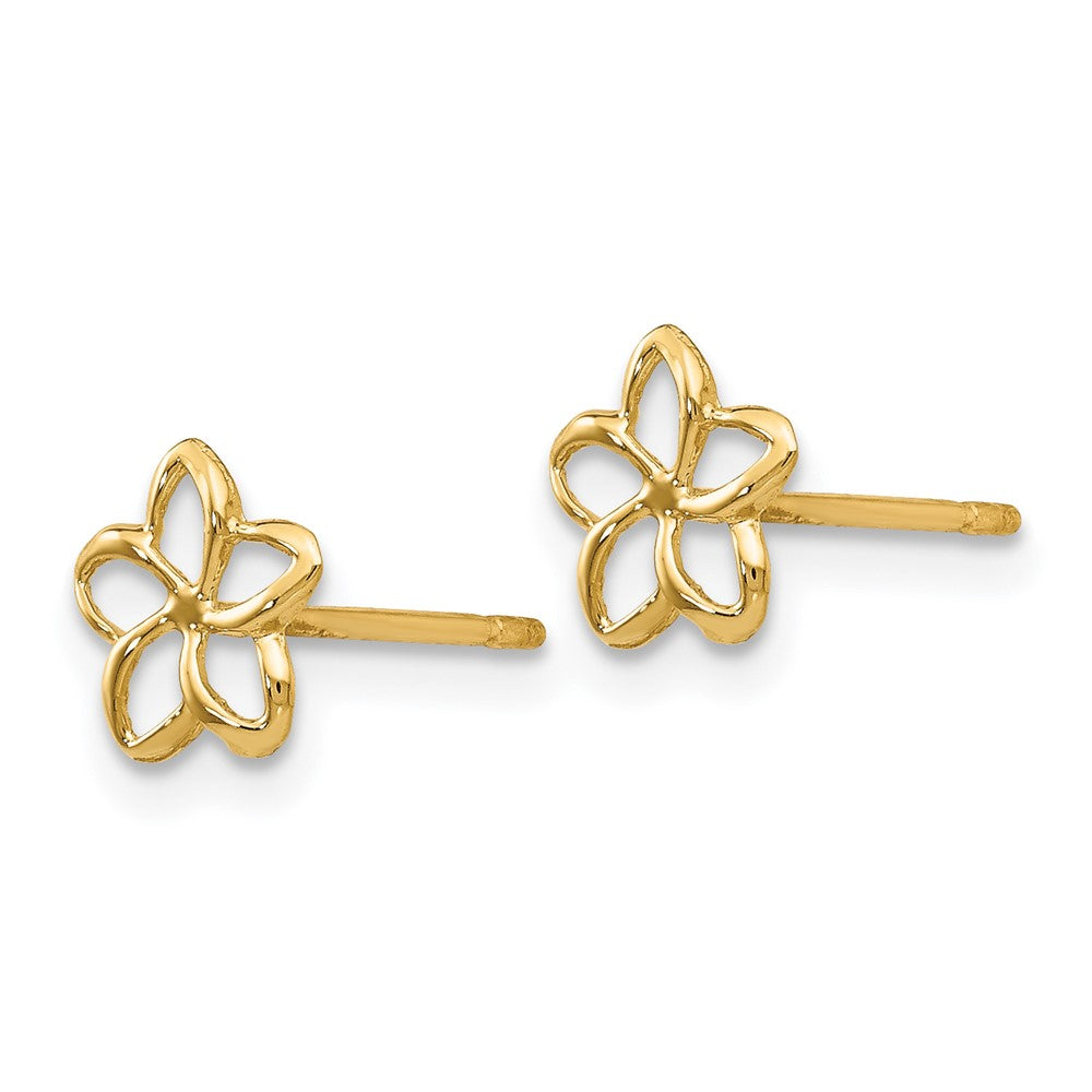 14K Yellow Gold Plumeria Post Earrings