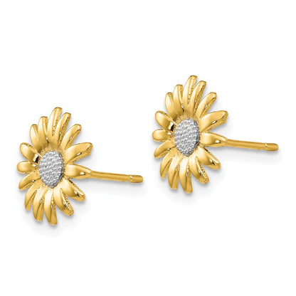 14K Yellow & Rhodium Mini Daisy Post Earrings