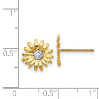 14K Yellow & Rhodium Mini Daisy Post Earrings