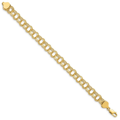 7 Inch 14K Triple Link Charm Bracelet