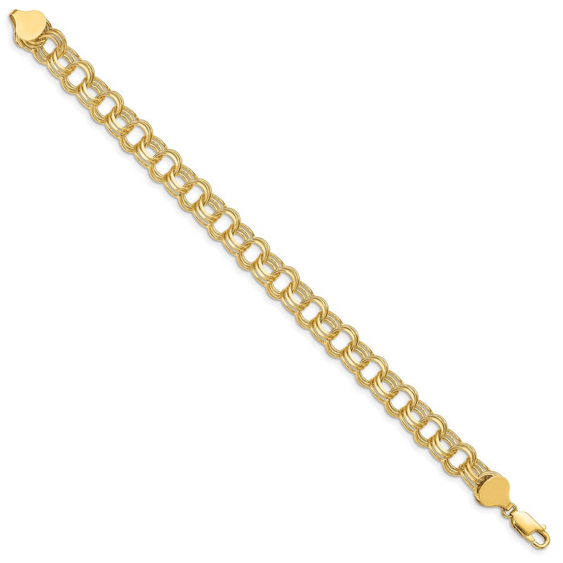 7 Inch 14K Triple Link Charm Bracelet