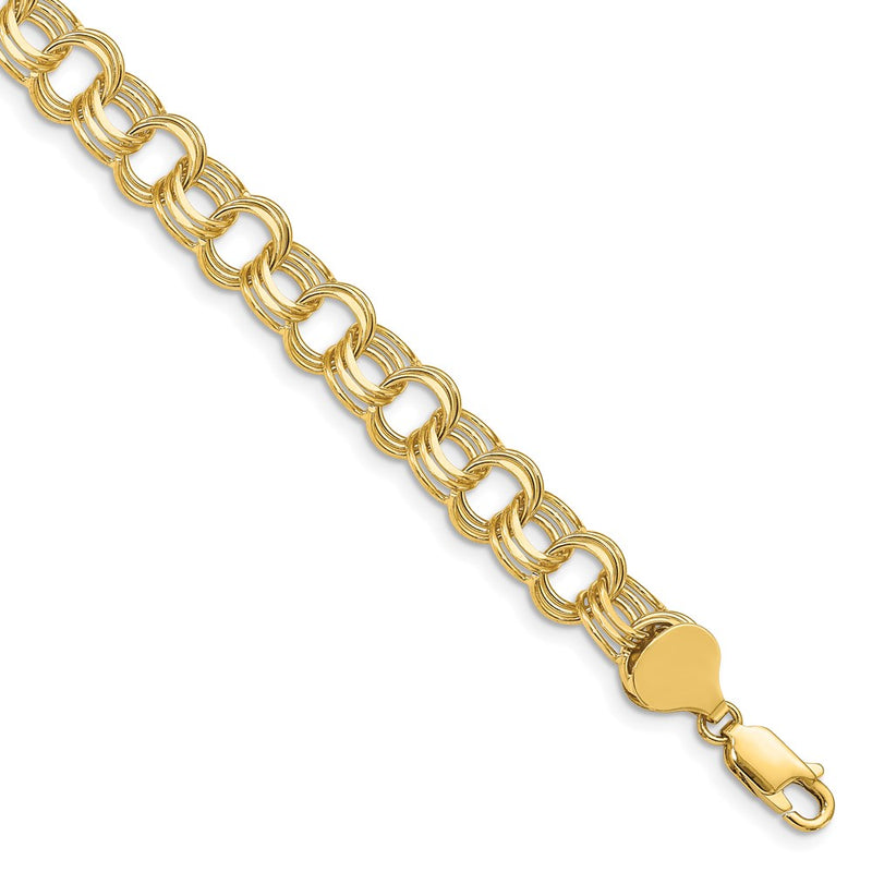 8 Inch 14K Triple Link Charm Bracelet