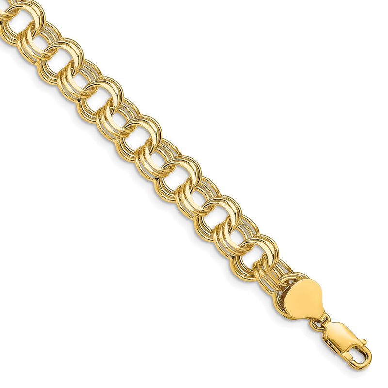 8 Inch 14K Triple Link Charm Bracelet