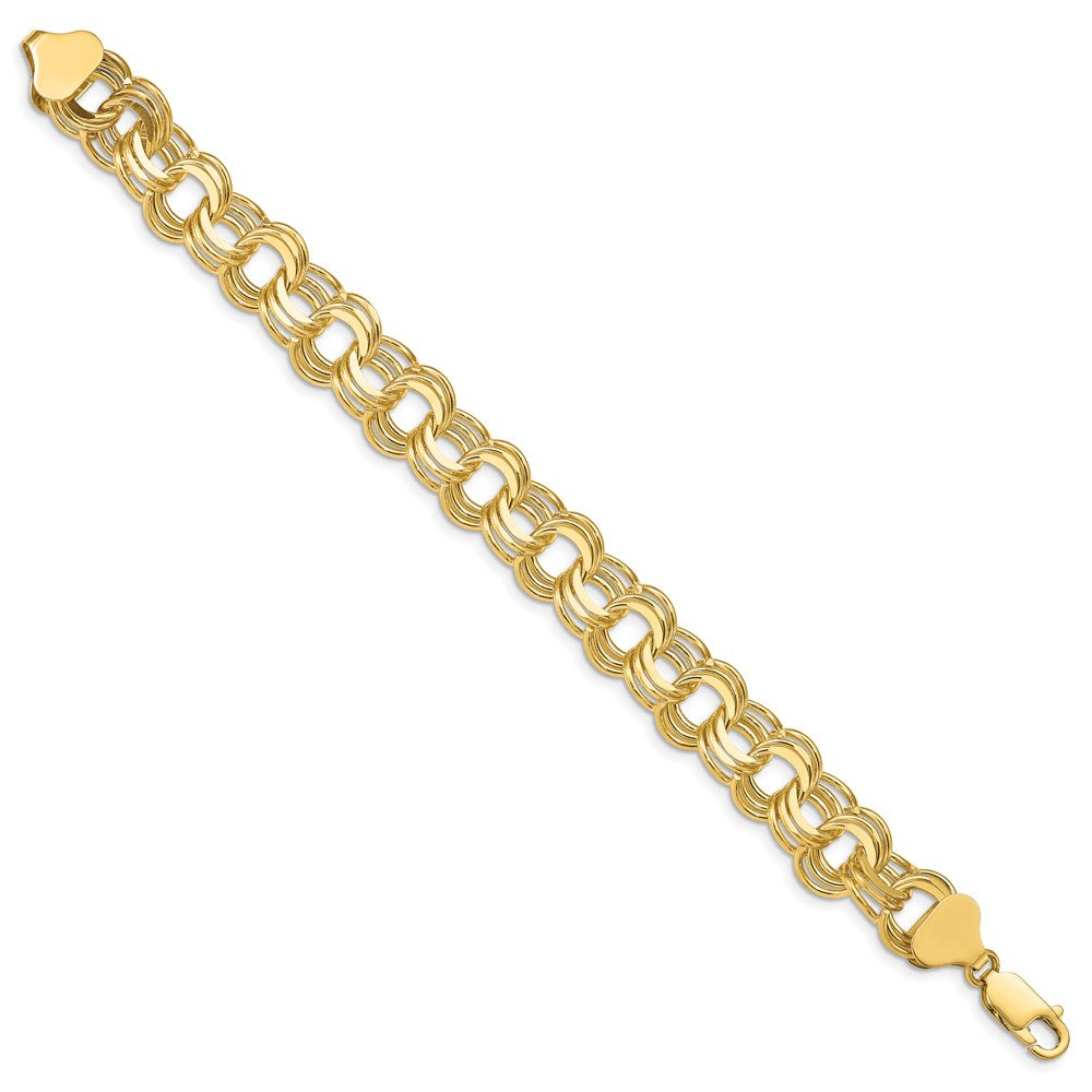 8 Inch 14K Triple Link Charm Bracelet