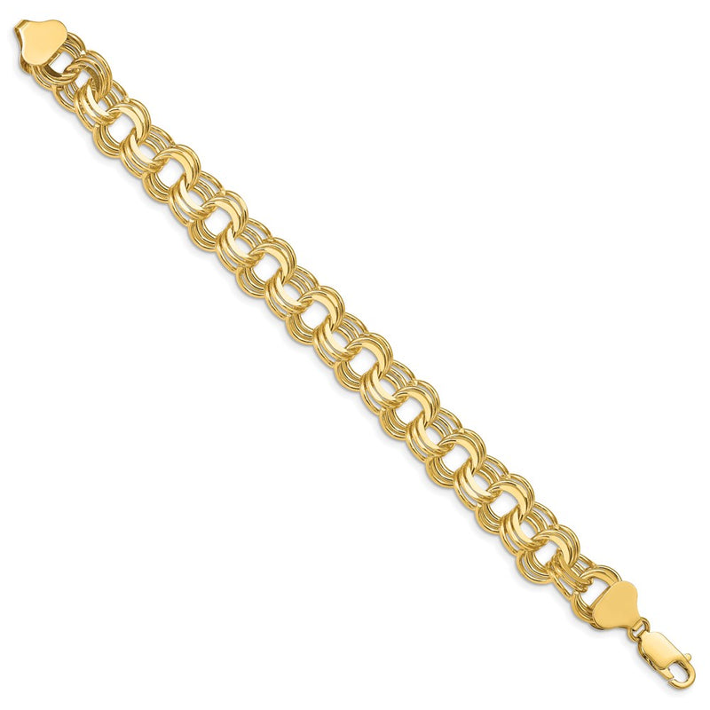 8 Inch 14K Triple Link Charm Bracelet