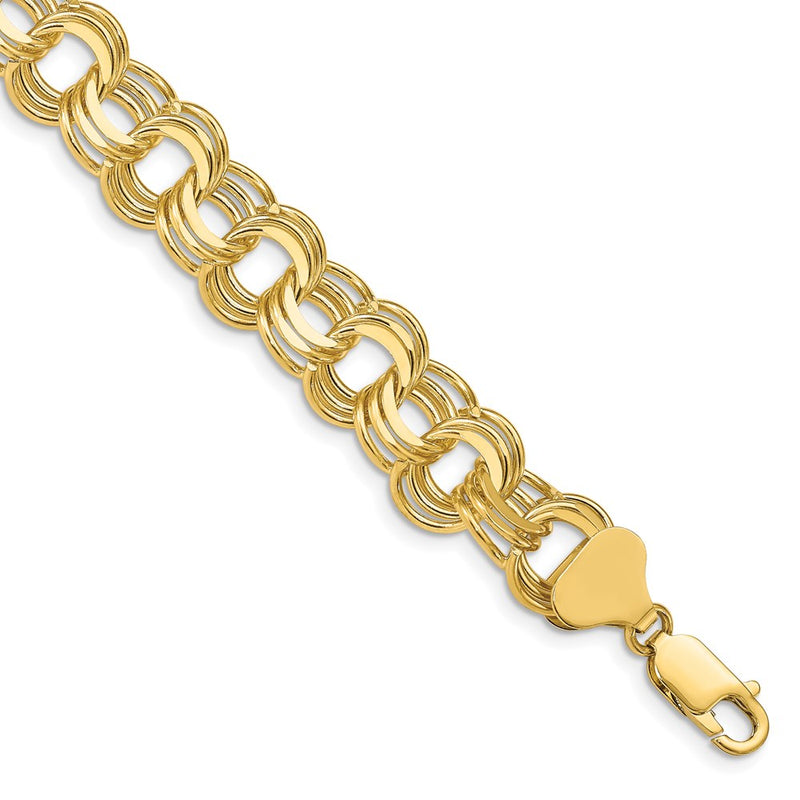 7 Inch 14K Triple Link Charm Bracelet