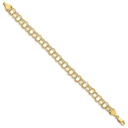 7 Inch 14K Triple Link Charm Bracelet