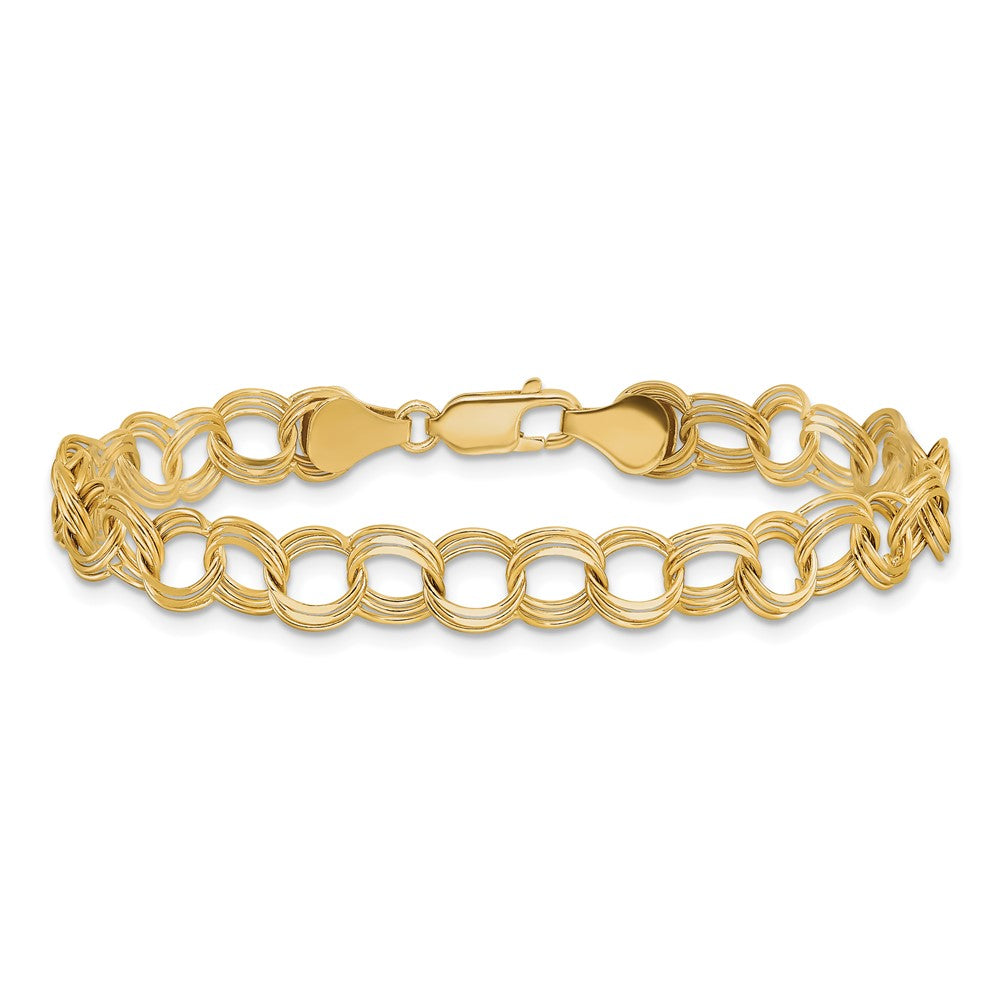 7 Inch 14K Triple Link Charm Bracelet