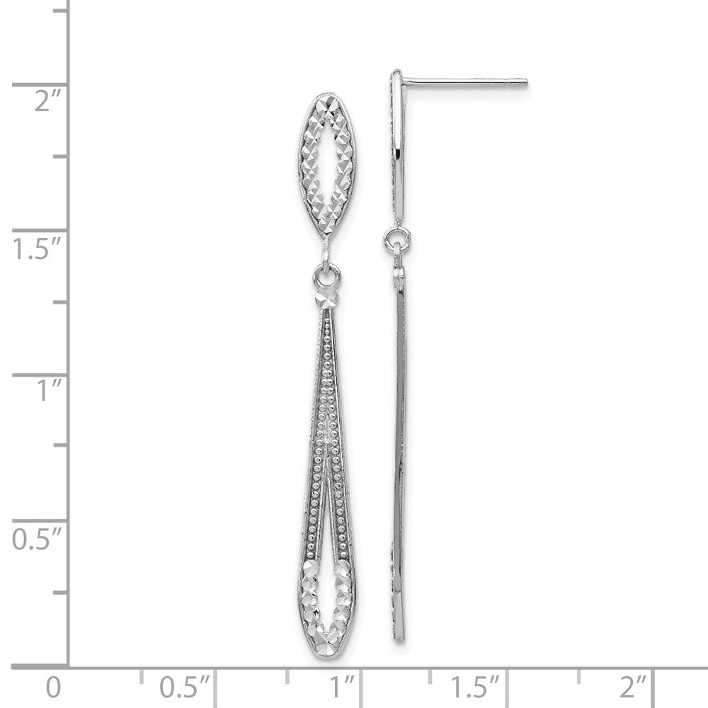 14K White Gold Diamond-Cut Dangle