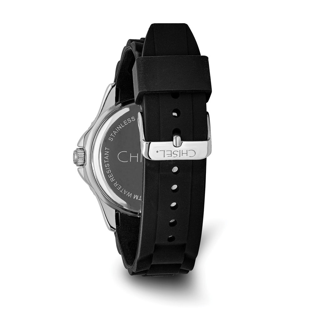 Non Metal Mens Chisel 44mm Black Silicone Strap Watch