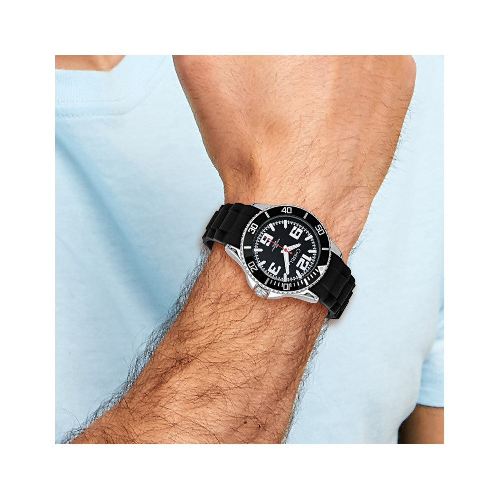 Non Metal Mens Chisel 44mm Black Silicone Strap Watch
