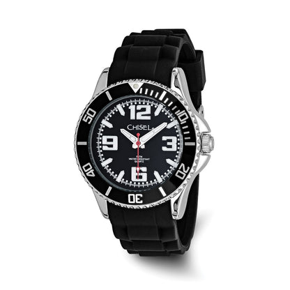 Non Metal Mens Chisel 44mm Black Silicone Strap Watch
