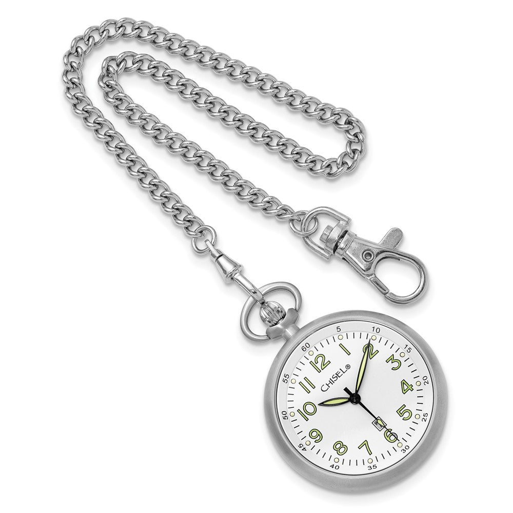 Stainless Steel Chisel White Dial Pocket Watch