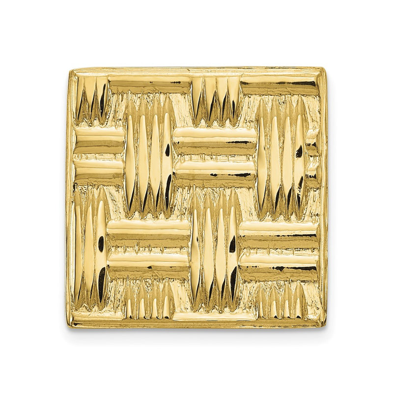 14K Yellow Gold Men'S Square Basketweave Textured Tie Tac