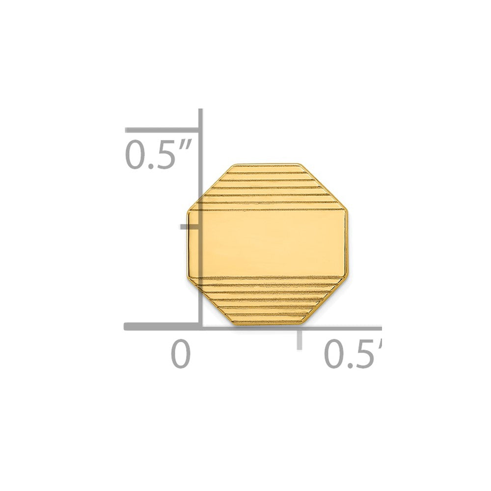 14K Yellow Gold Men'S Octagonal Grooved Tie Tac