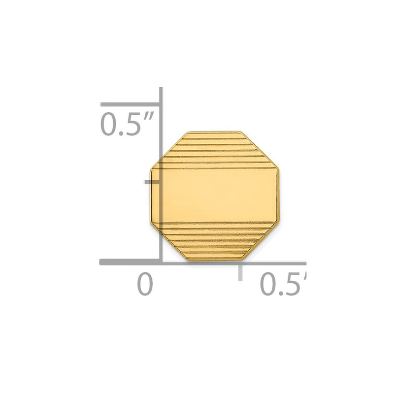 14K Yellow Gold Men'S Octagonal Grooved Tie Tac