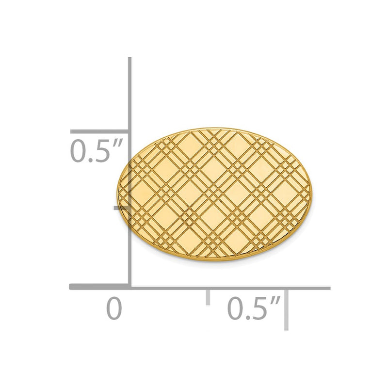 14K Yellow Gold Men'S Checkered Pattern Oval Tie Tac