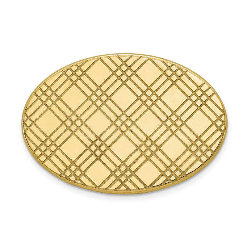 14K Yellow Gold Men'S Checkered Pattern Oval Tie Tac