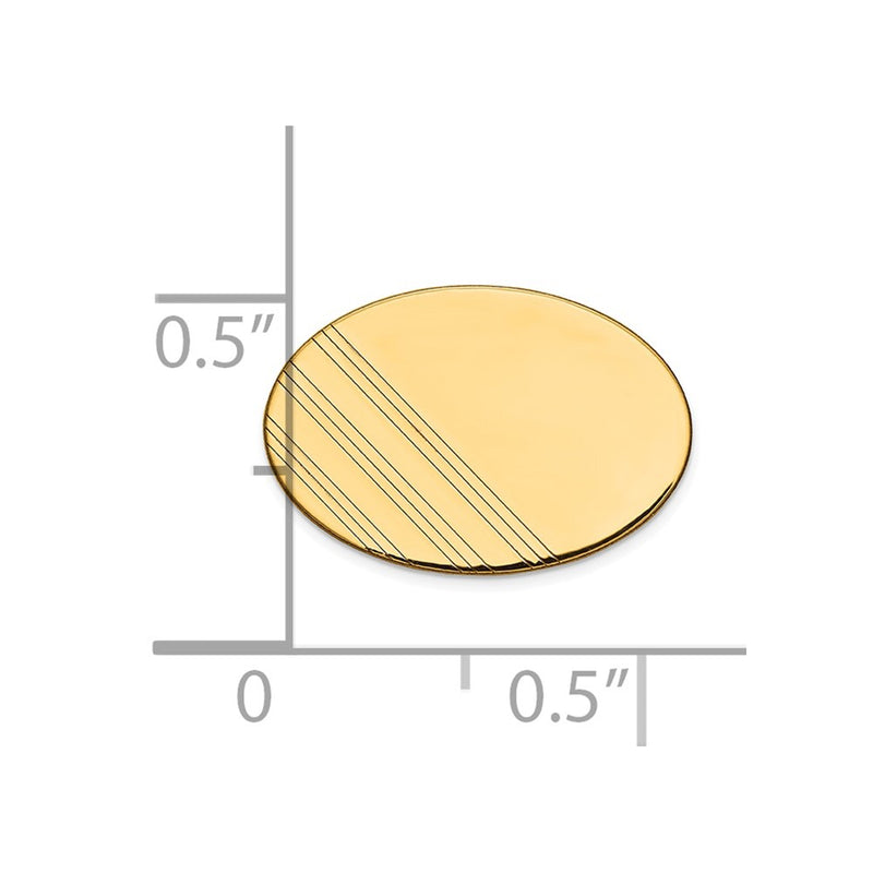 14K Yellow Gold Men'S Oval W/Line Design Tie Tac