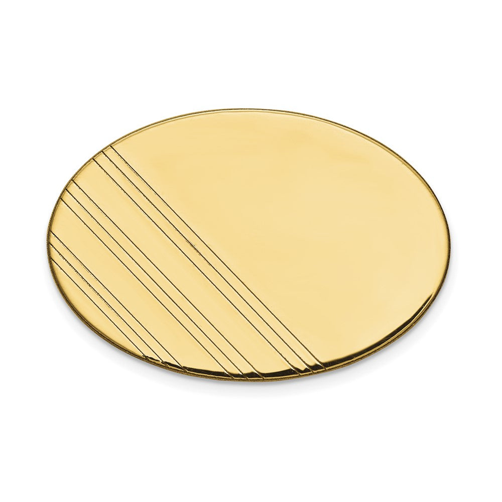 14K Yellow Gold Men'S Oval W/Line Design Tie Tac