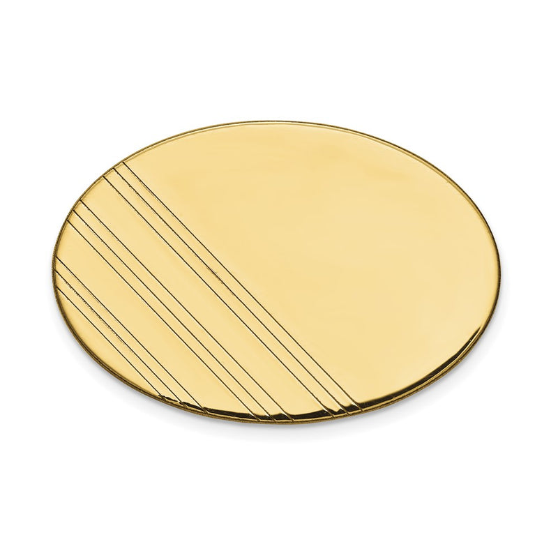 14K Yellow Gold Men'S Oval W/Line Design Tie Tac