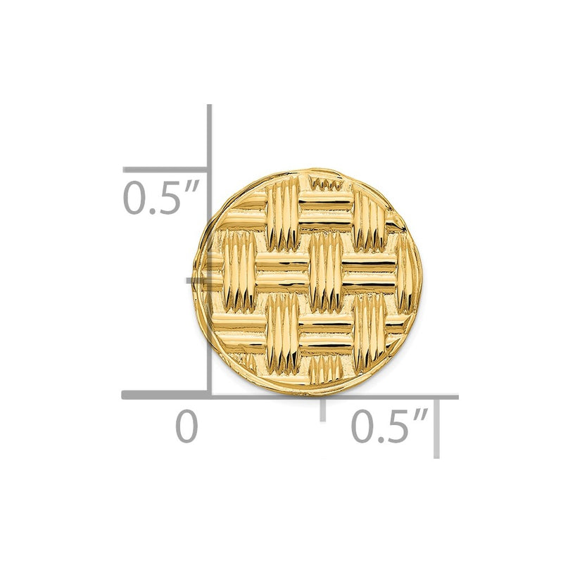 14K Yellow Gold Men'S Circular Basketweave Textured Tie Tac