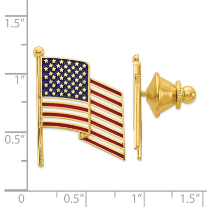 14K Yellow Gold Enameled Flag Tie Tac