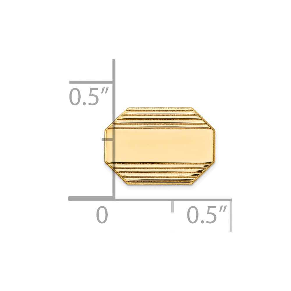 14K Yellow Gold Men'S Rectangular Octagon W/Line Design Tie Tac