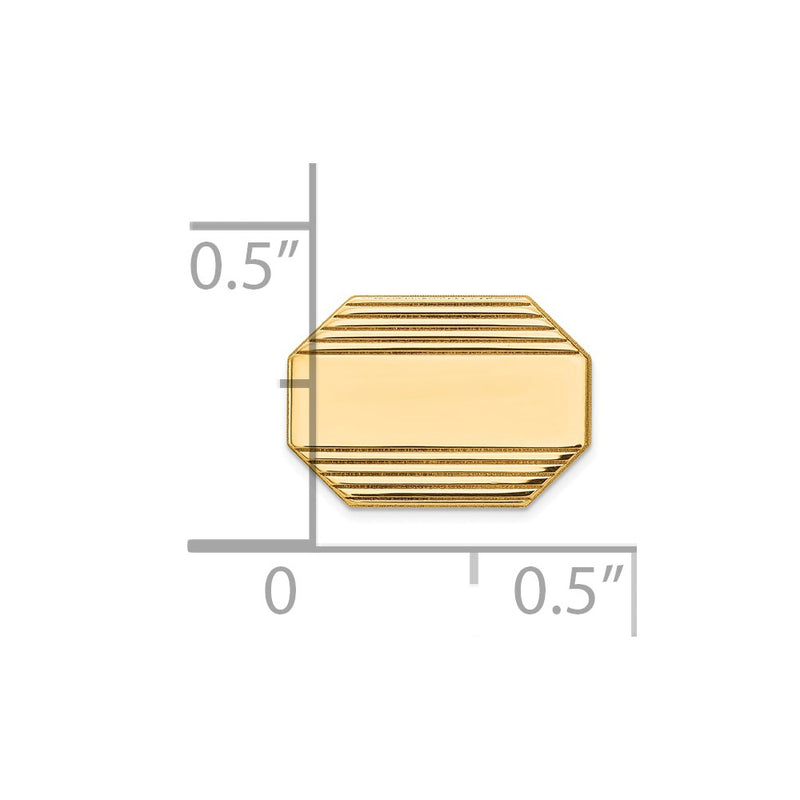 14K Yellow Gold Men'S Rectangular Octagon W/Line Design Tie Tac
