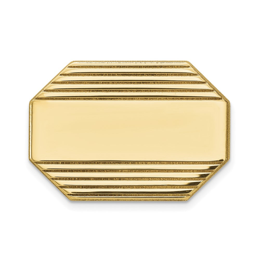 14K Yellow Gold Men'S Rectangular Octagon W/Line Design Tie Tac