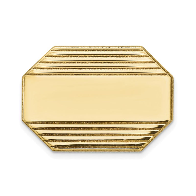 14K Yellow Gold Men'S Rectangular Octagon W/Line Design Tie Tac